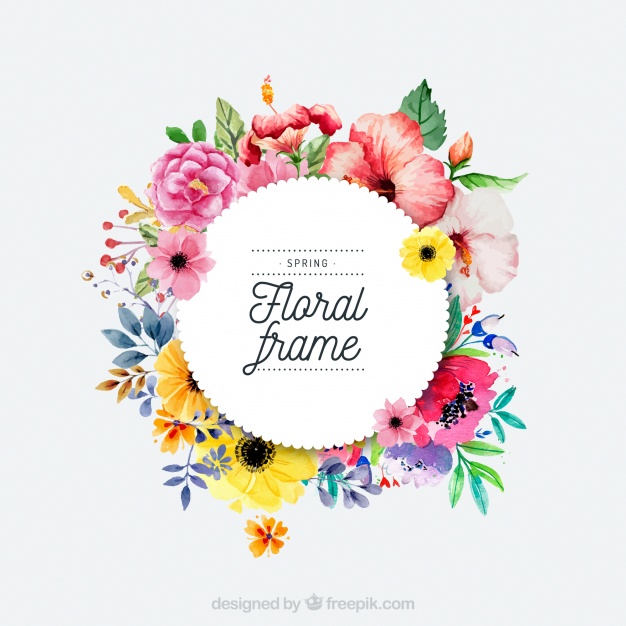 626x626 Watercolor Spring Floral Frame Vector Free Download