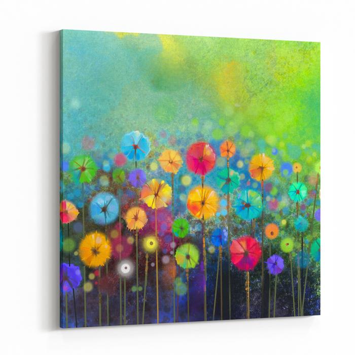 700x700 Abstract Floral Watercolor Painting Hand Painted Yellow And Red