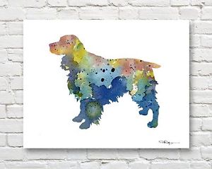300x239 Springer Spaniel Contemporary Watercolor Abstract Art Print By