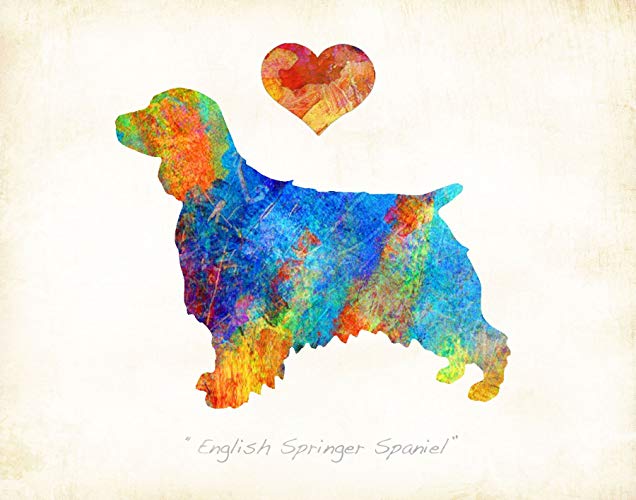 636x500 English Springer Spaniel Dog Watercolor Art Print By