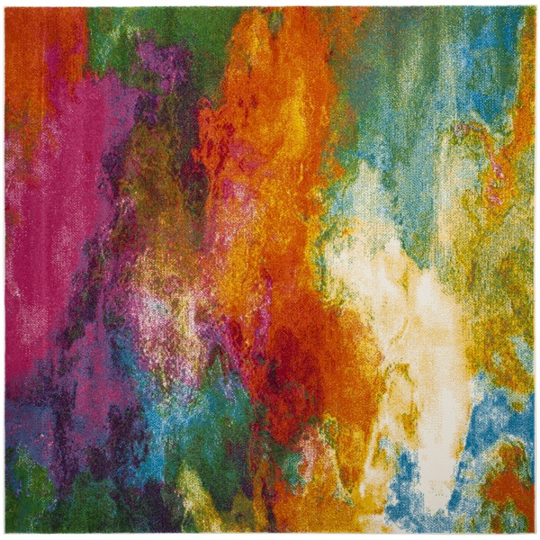 600x600 Shop Safavieh Watercolor Orange Green Rug