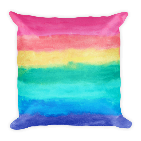 600x600 Watercolor Rainbow Square Pillow
