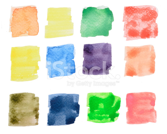 550x439 Colorful Watercolor Square Draw Isolated Stock Photos