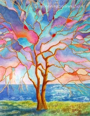 300x386 Stained Glass Watercolor Tree By Tammie Kreativ