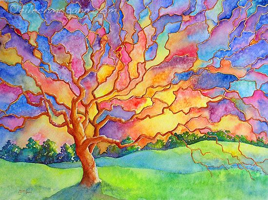 550x412 Eileen Mcgann, Beach Glass Stained Glass Watercolor Painting