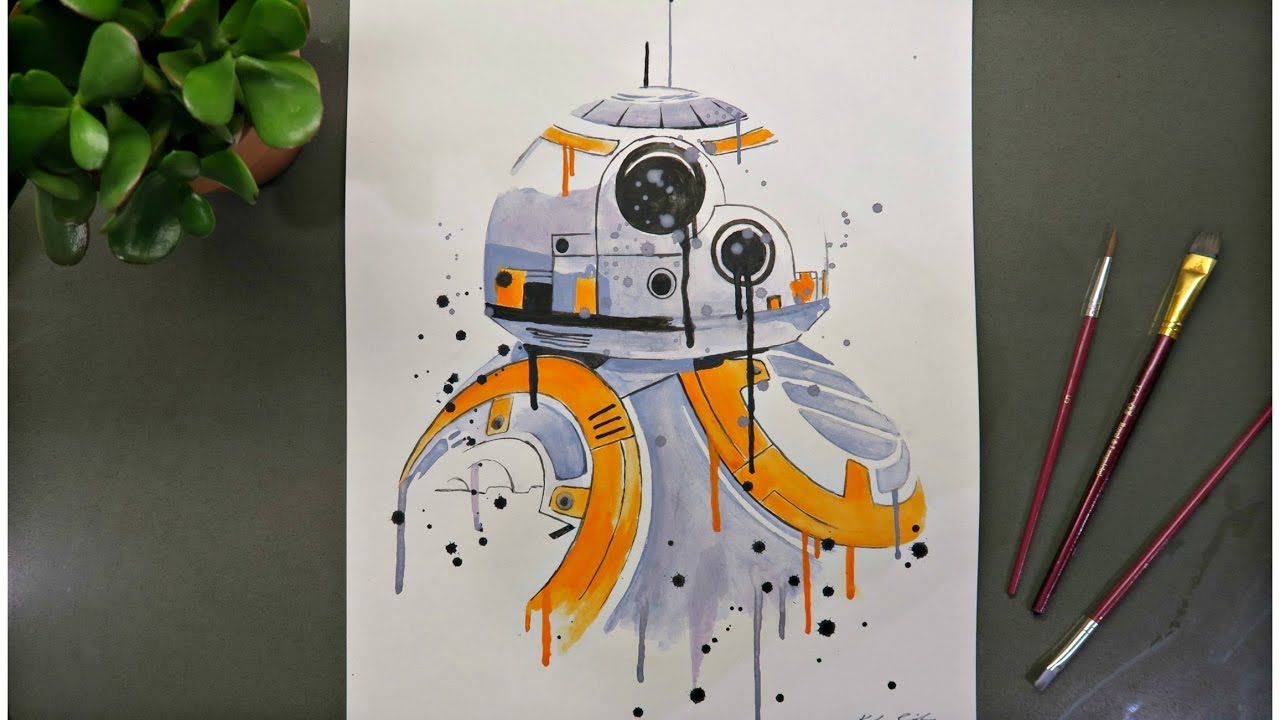 1280x720 Bb 8 From Star Wars Watercolor Time Lapse