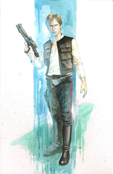 388x600 Awesome Star Wars Watercolor Art Han Solo And Slave Leia Alien