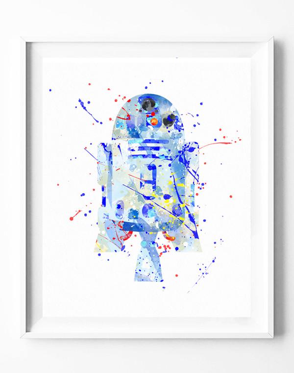 600x761 Star Wars R2 D2 Art Print Poster Watercolor Painting Wall Art Home