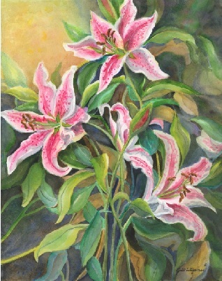318x403 Stargazer Lily Watercolor Artist Jill Wageman