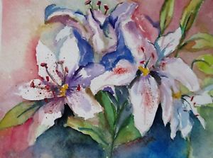 300x223 Stargazer Lily Floral Still Life Flower Garden Art Watercolor
