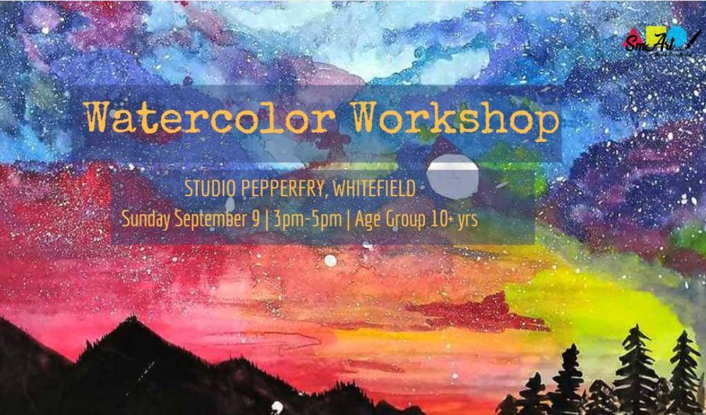 1000x588 Starry Night Watercolor Painting