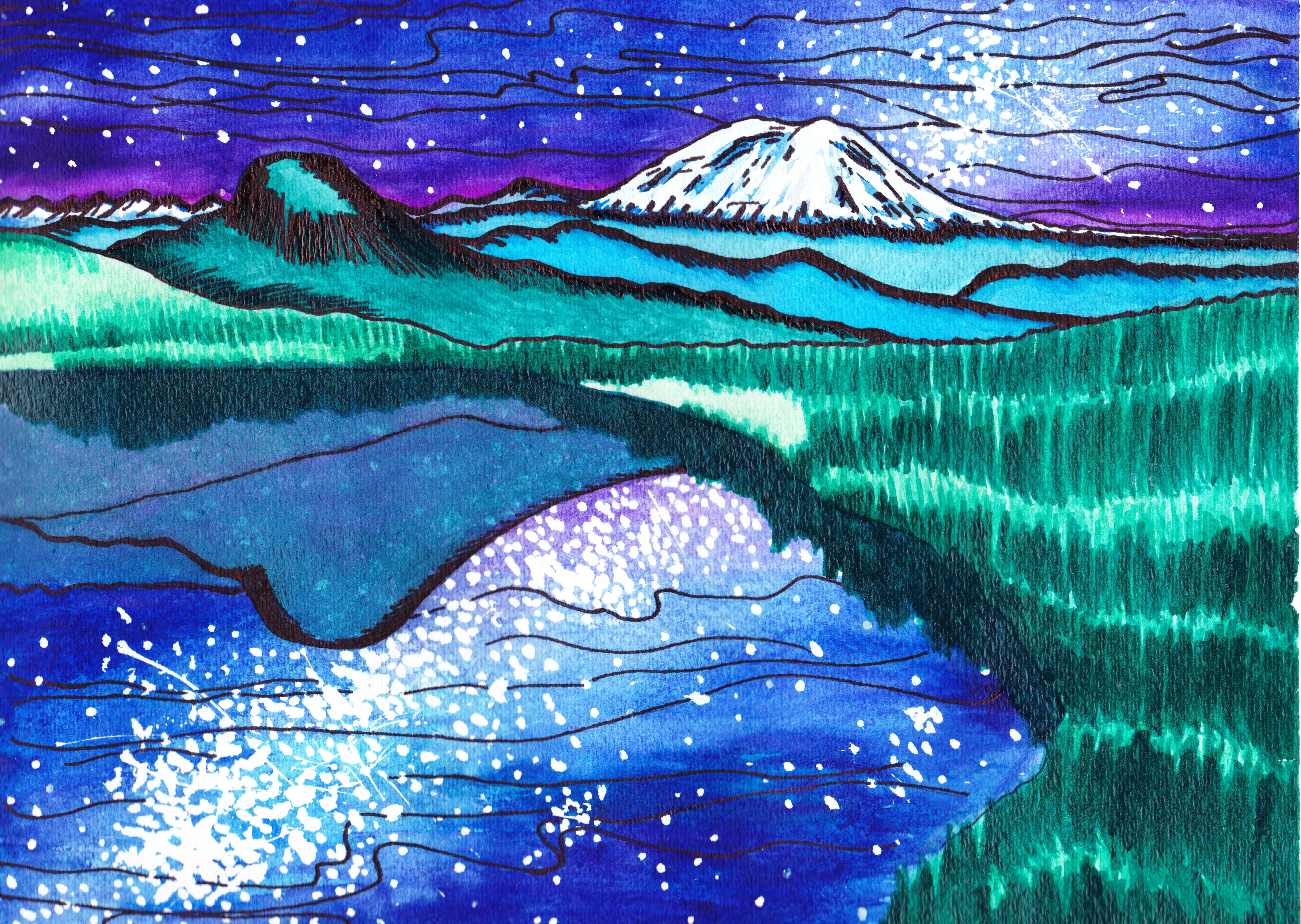6848x4864 Summit Lake Starry Night, Watercolor Tamarascameras