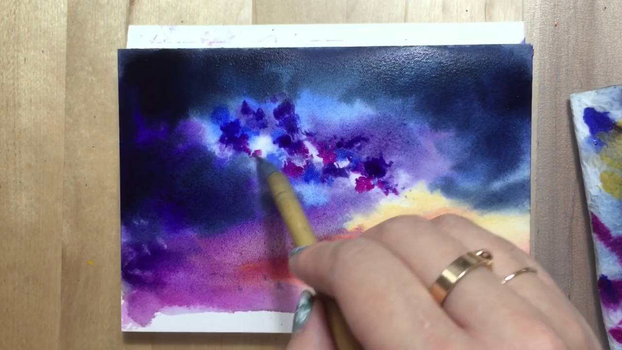 1280x720 Watercolor Starry Night Sky Demonstration