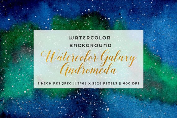 570x382 Navy Blue Watercolor Galaxy Clipart Starry Night Sky Etsy