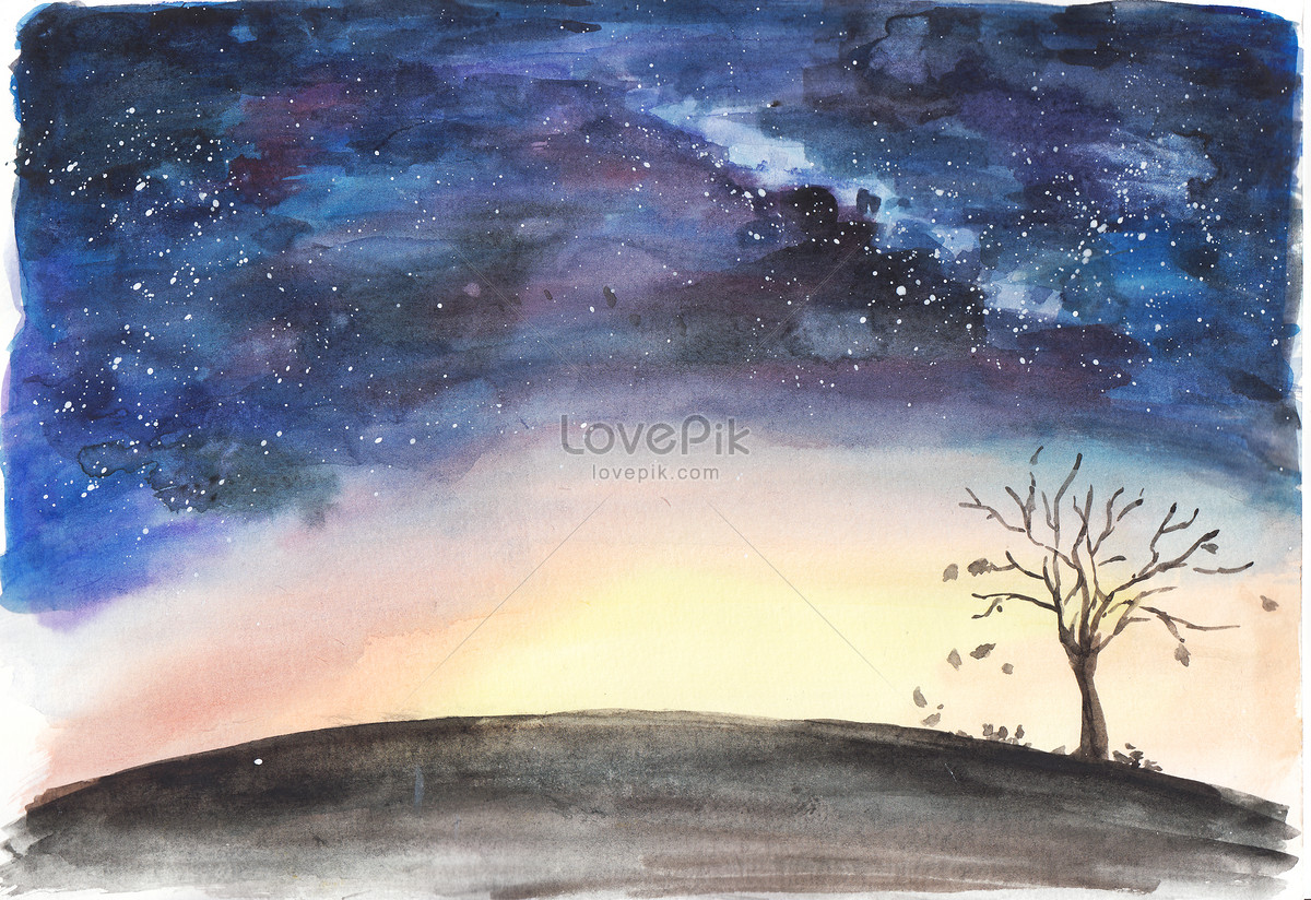1200x824 Watercolor Starry Sky Photo Image Picture Free Download