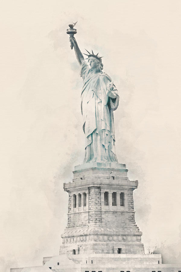 600x900 Lady Liberty Watercolor Photograph By Thomas Pipia