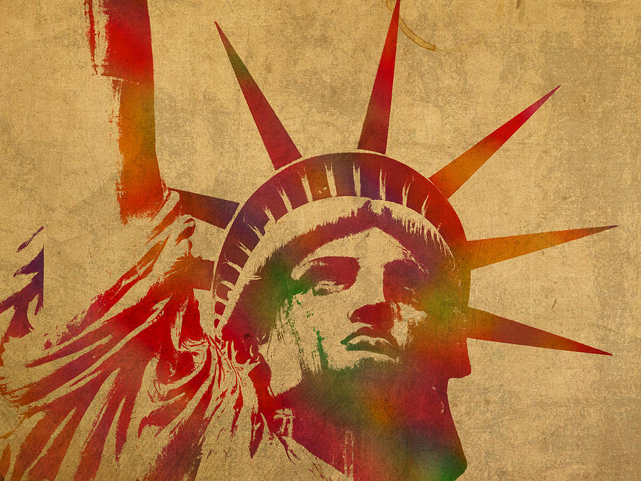 900x675 Statue Of Liberty Watercolor Portrait No 2 Mixed Media By Design