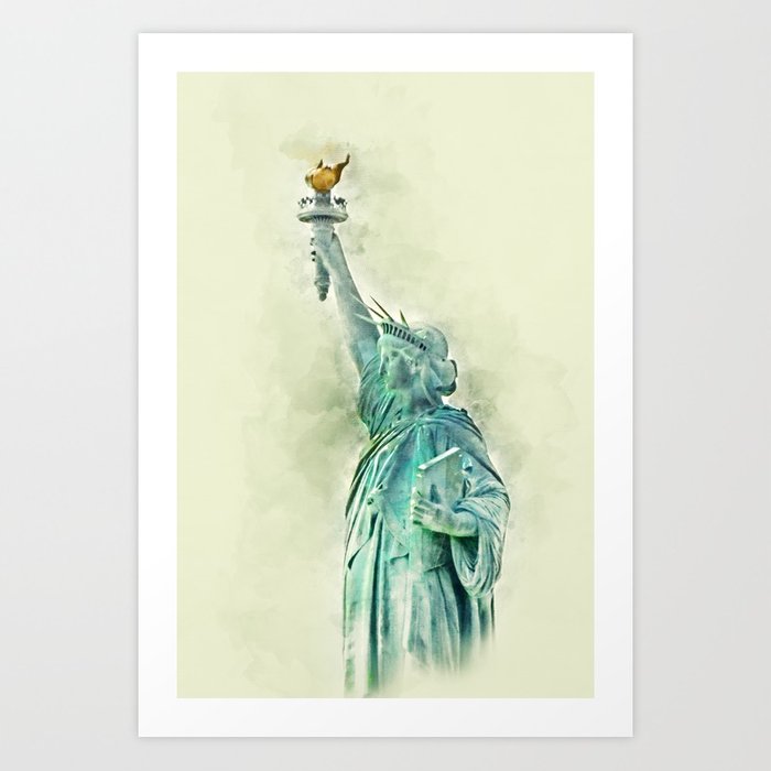700x700 Statue Of Liberty In Watercolor Art Print By Jmccool Society6