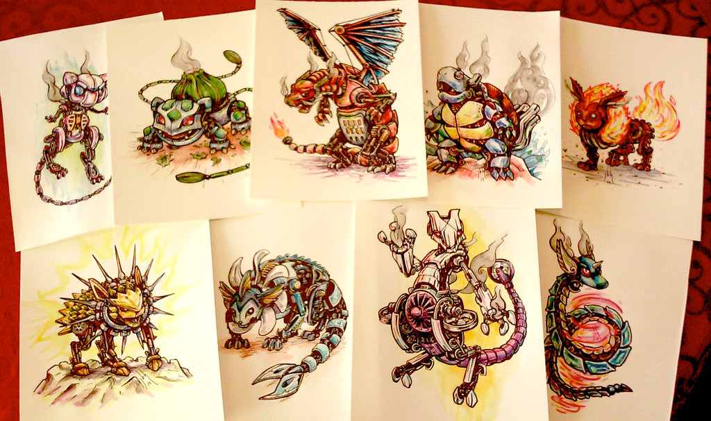 1024x607 Steampunk Pokemon Watercolor Paintings For Sale! By Jbrenthill On