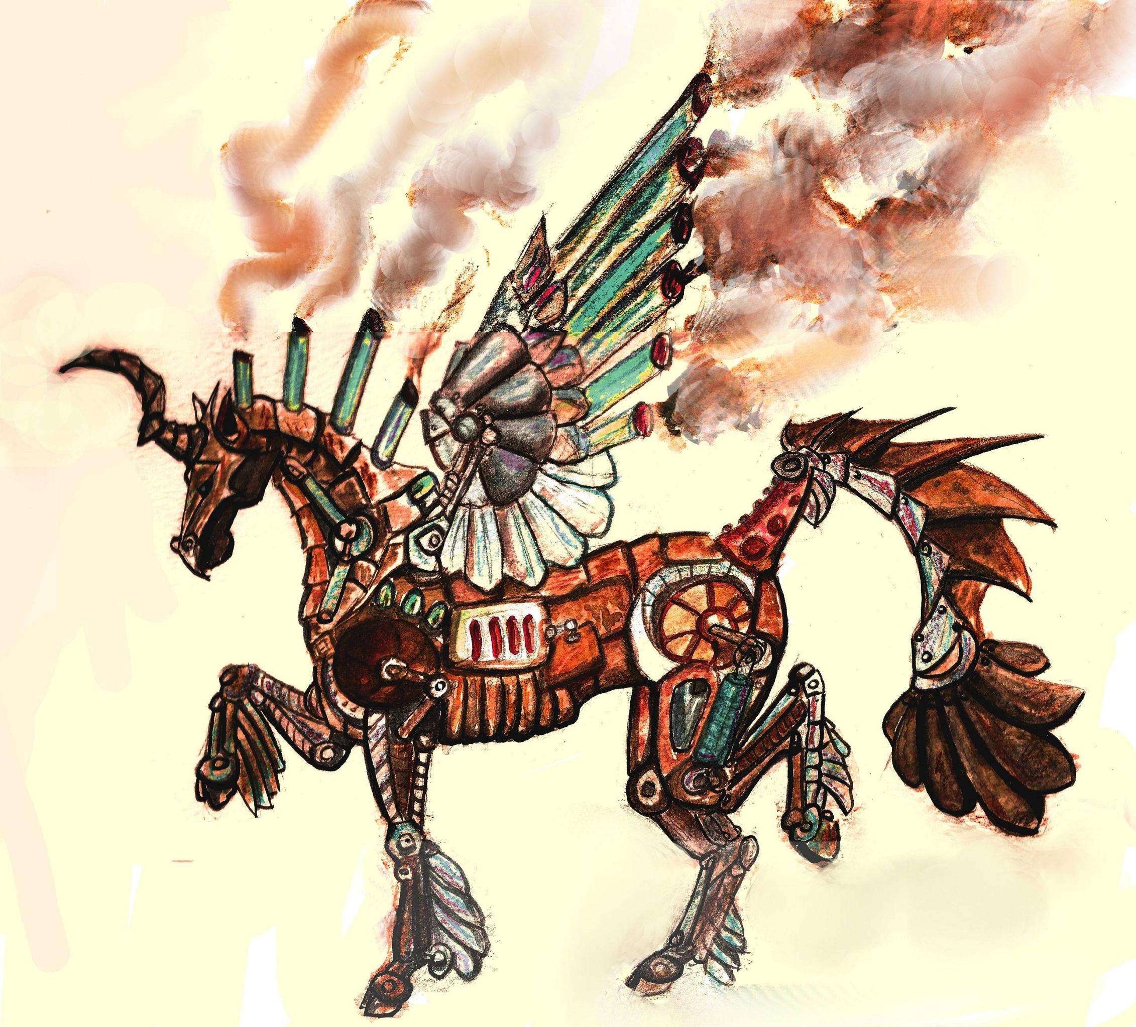 2262x2046 Steampunk Unicorn I Drew In Watercolors