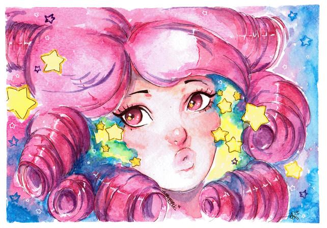 642x448 Steven Universe Rose Quartz Watercolor Art Print Etsy