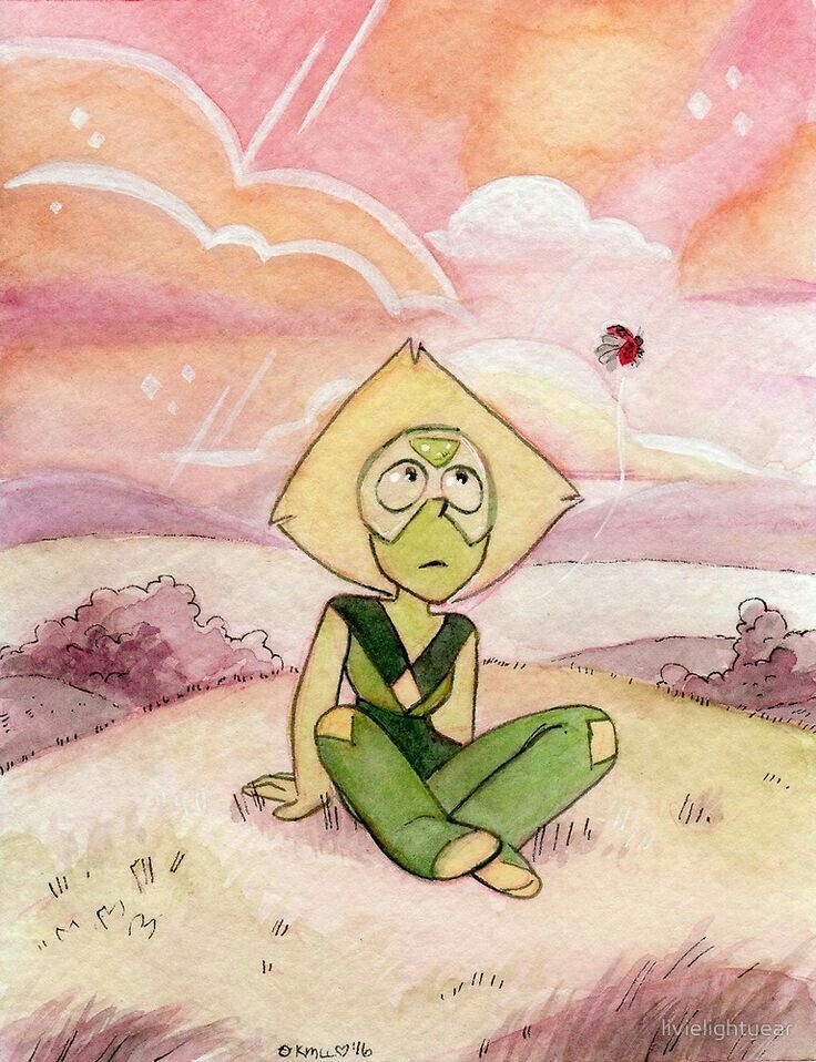 736x958 Watercolor Peridot Ladybug Sunset Steven Universe