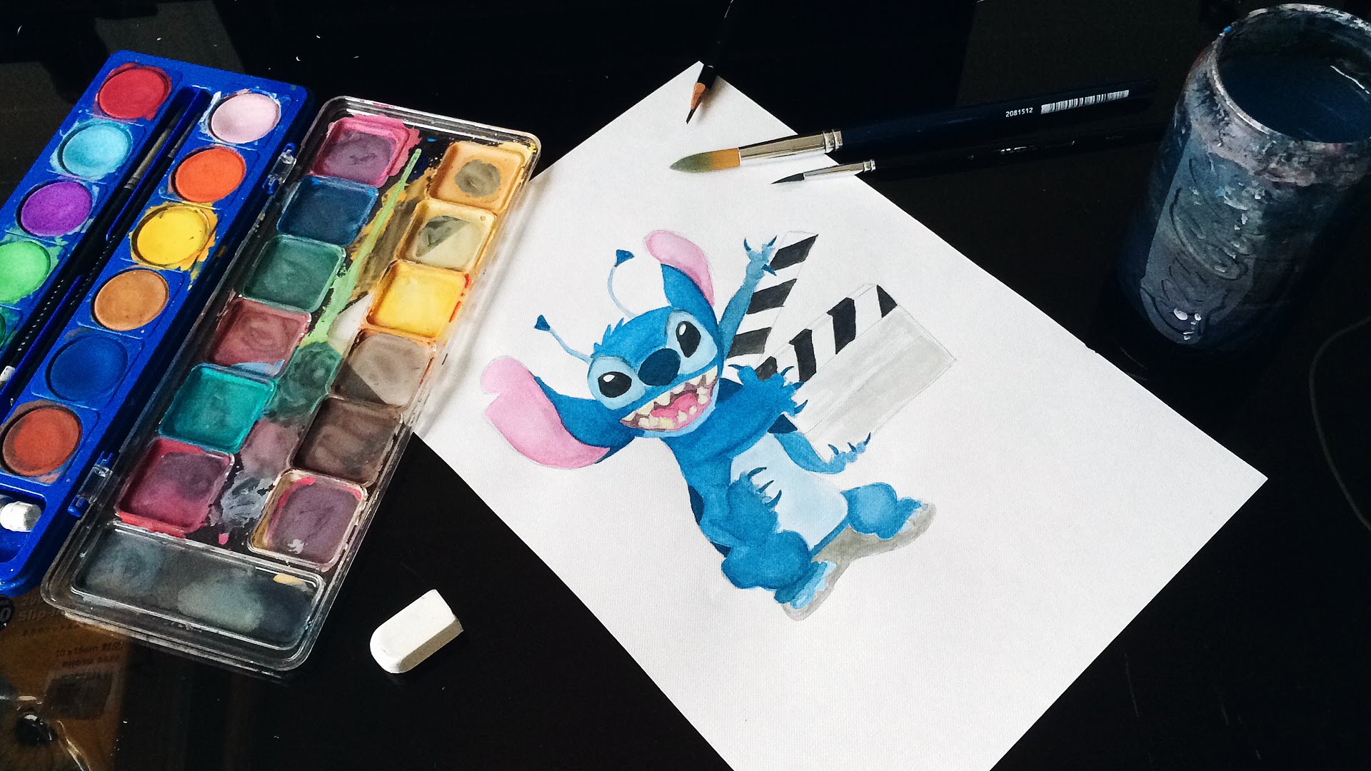 1920x1080 Watercolor Stitch Painting