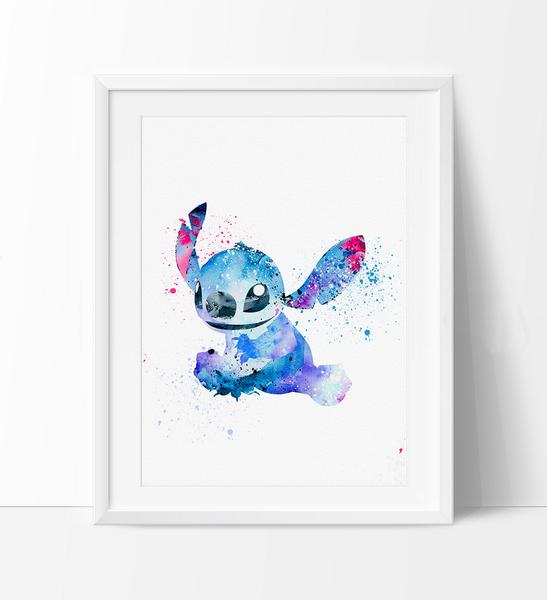 547x600 Disney Lilo And Stitch Watercolor Poster Print, Watercolor