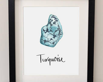 340x270 Turquoise Stone Watercolor Etsy