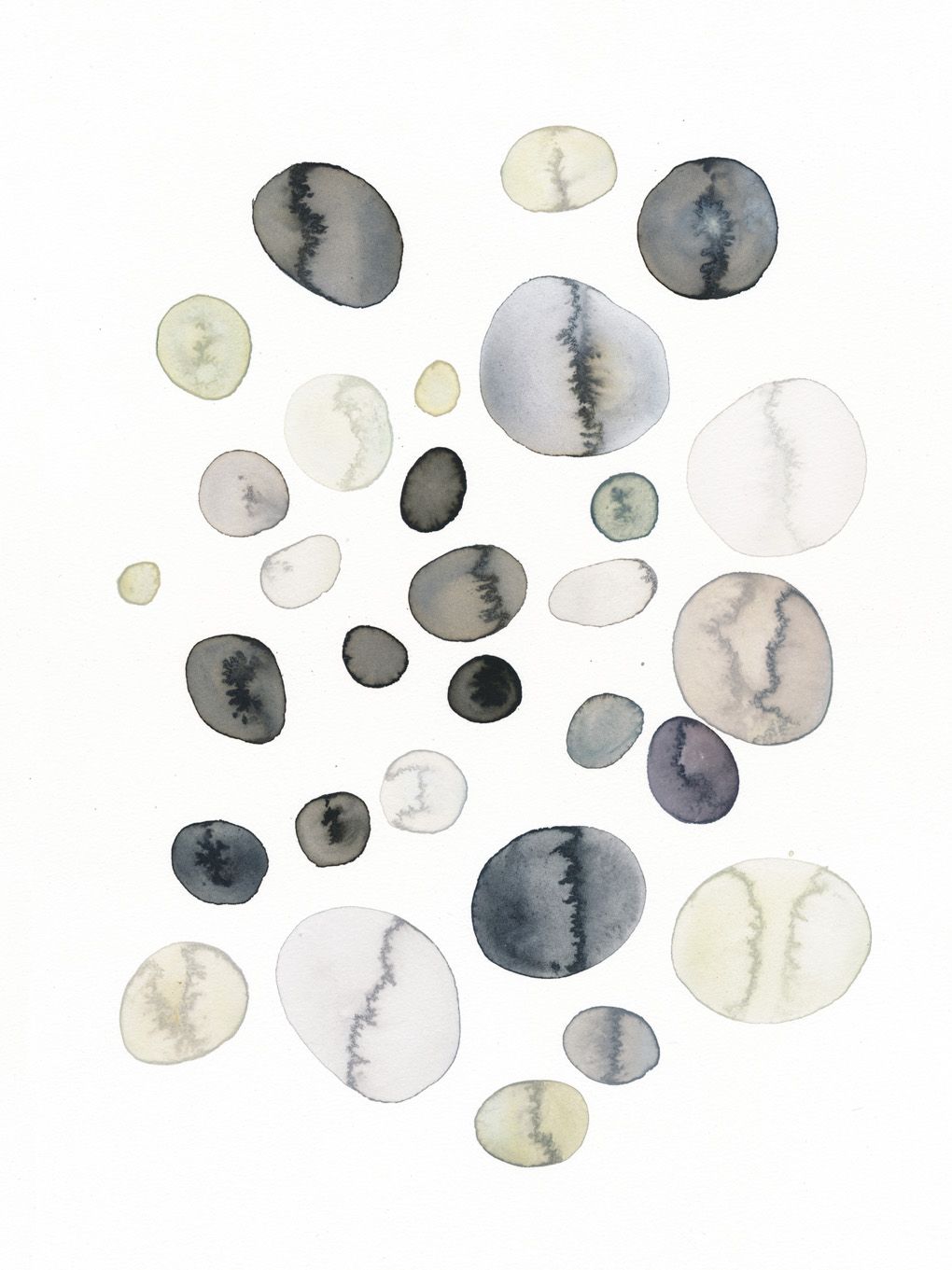 1020x1361 Black And White Stones Watercolor, Akvarel, Watercolor Art, Art