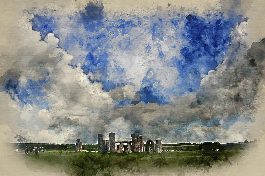 900x598 Digital Watercolor Painting Of Stonehenge In England Photograph By