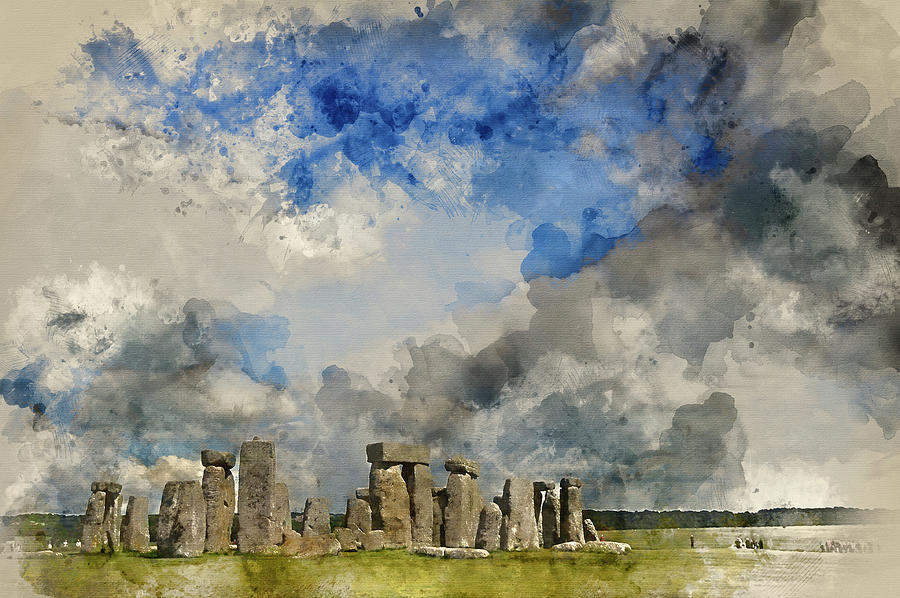 900x598 Digital Watercolor Painting Of Stonehenge In Summer Landscape