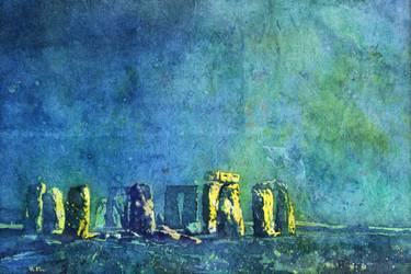 375x250 Fine Art Watercolor Painting Of Prehistoric Monument Of Stonehenge