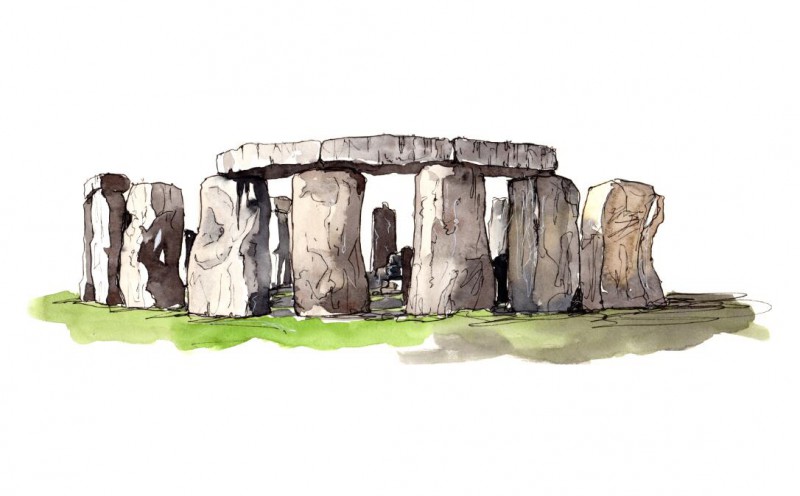 800x496 Architecture Watercolor Painting 03 H (Stonehenge) Wholesale