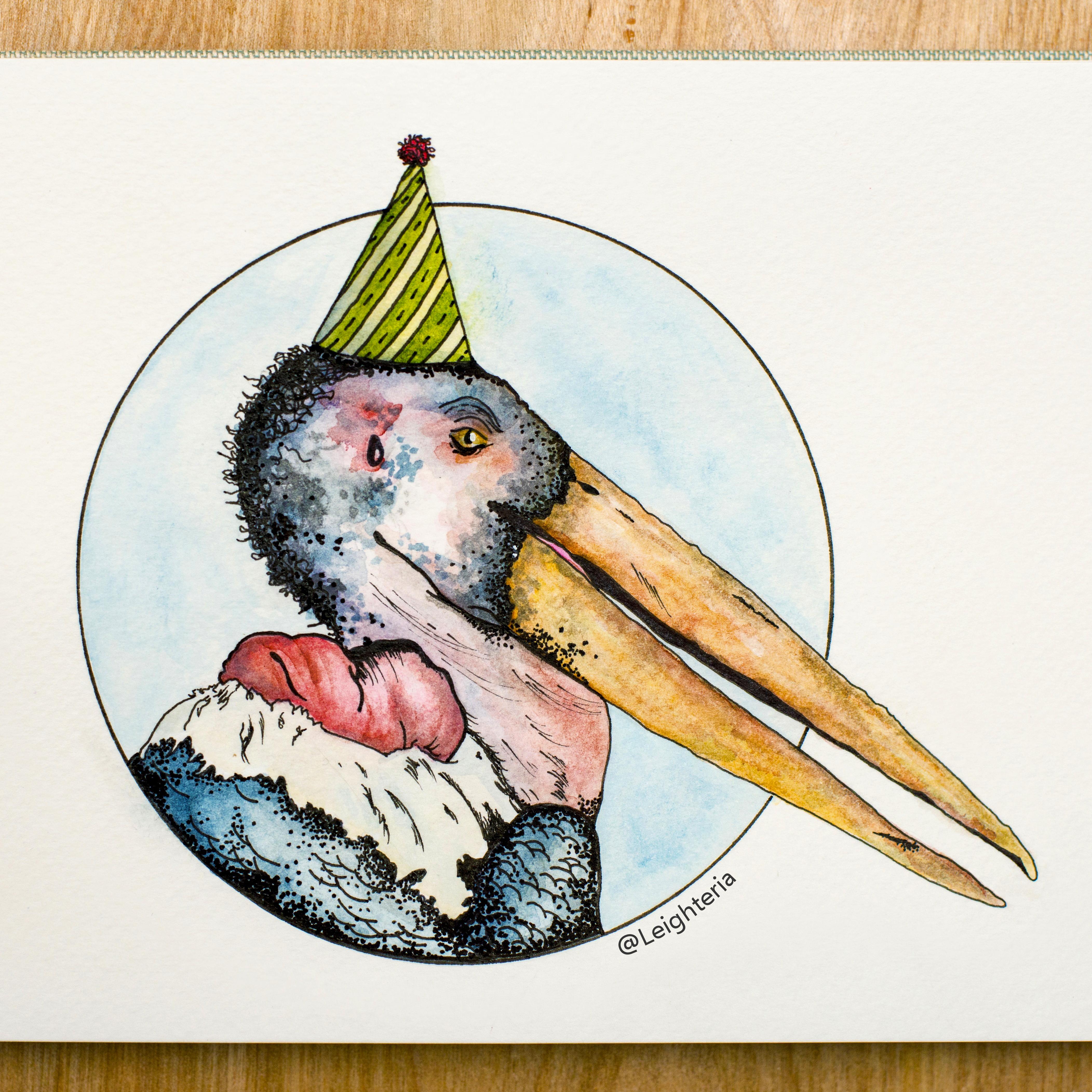 4206x4206 Painted A Marabou Stork With A Party Hat