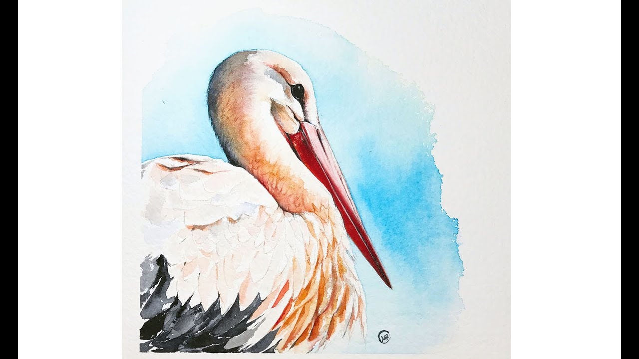 1280x720 Stork In Watercolor Painting Tutorial