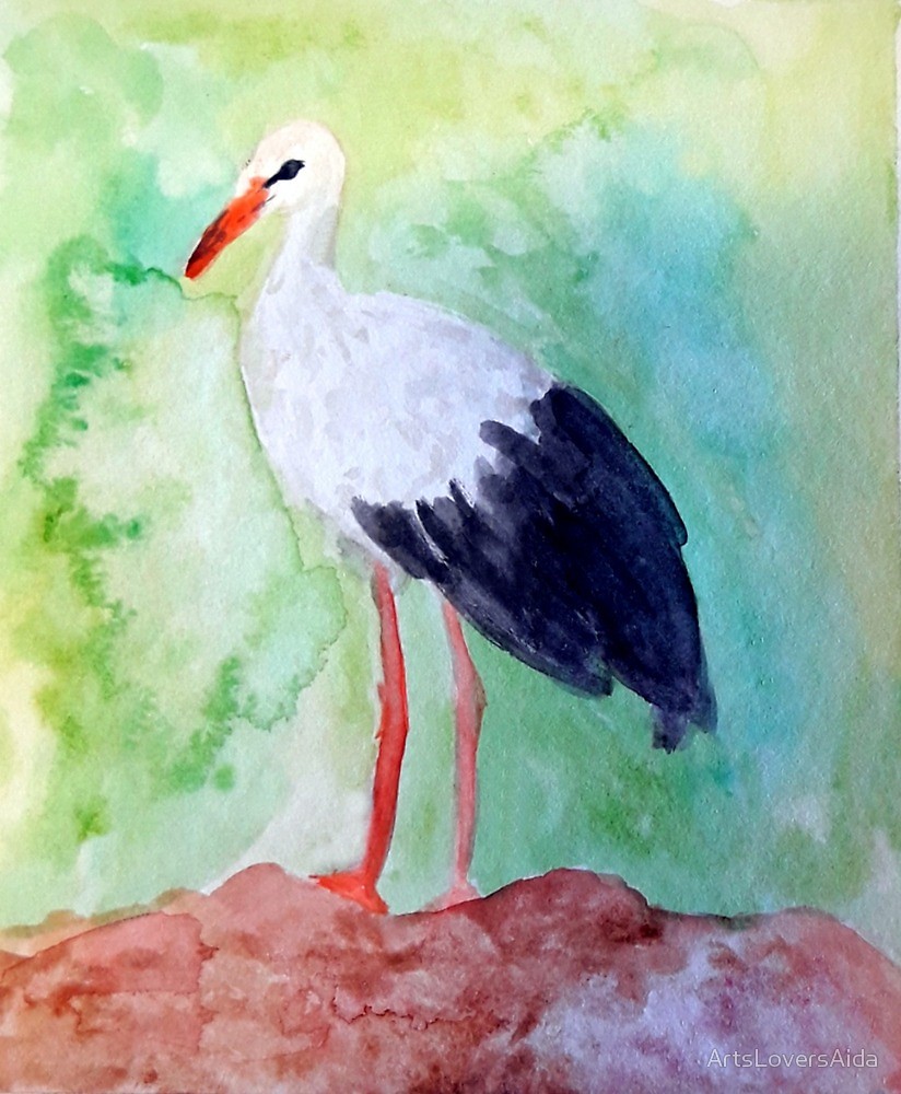824x1000 Stork Watercolor Painting By Artsloversaida Redbubble