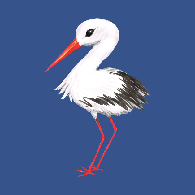 630x630 Cute Stork Watercolor Painting