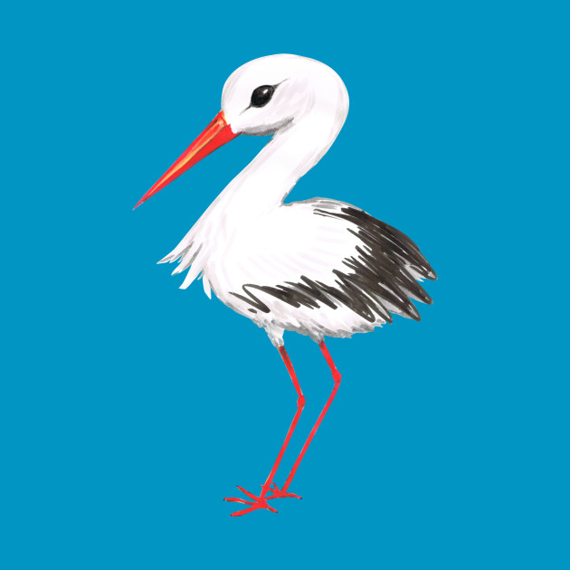 630x630 Cute Stork Watercolor Painting