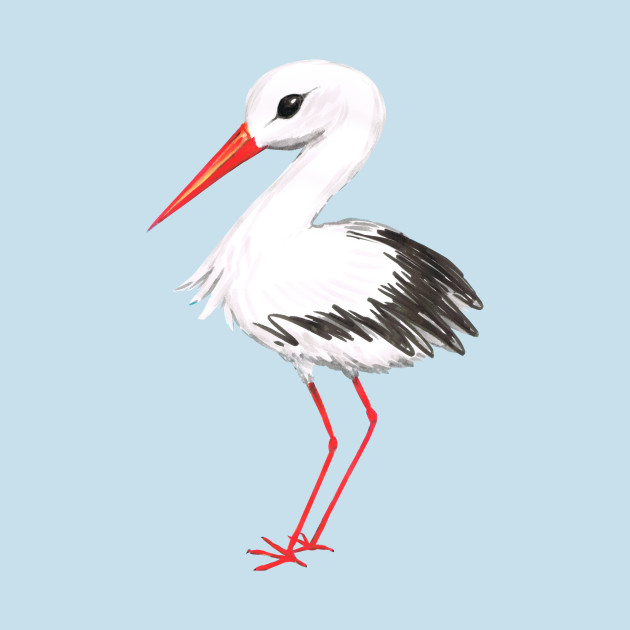 630x630 Cute Stork Watercolor Painting