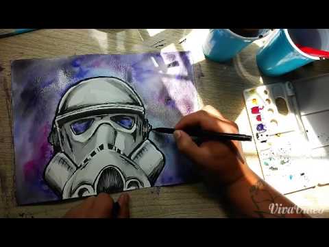 480x360 Stormtrooper Time Lapse Watercolor Painting