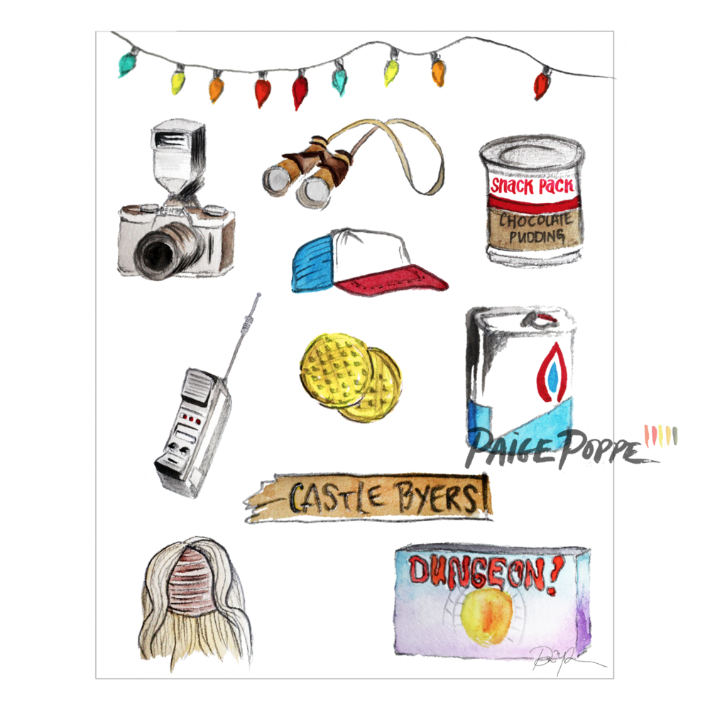 1000x1000 Stranger Things Watercolor Illustration Print Paige Poppe