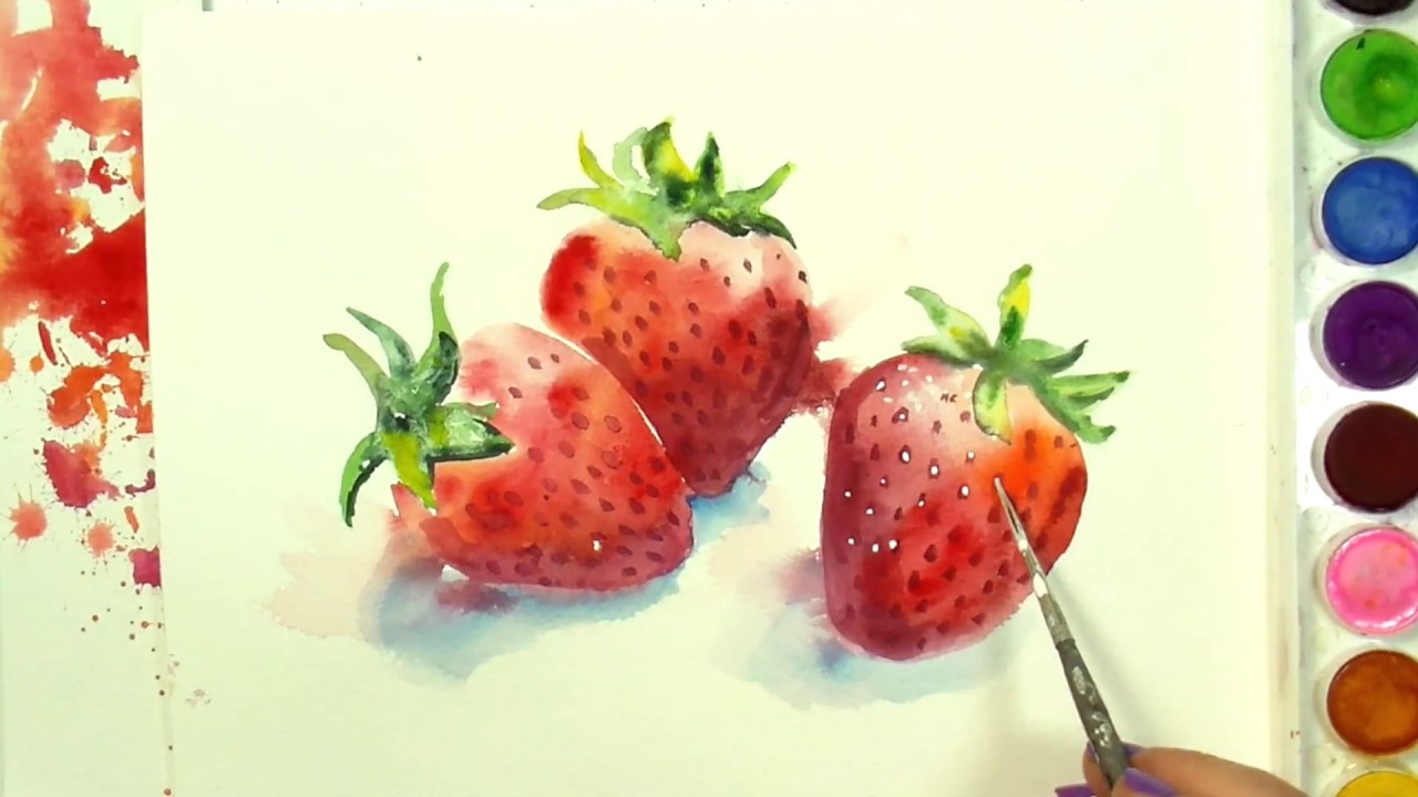 1280x720 How To Paint And Color Strawberries A Watercolour Speed