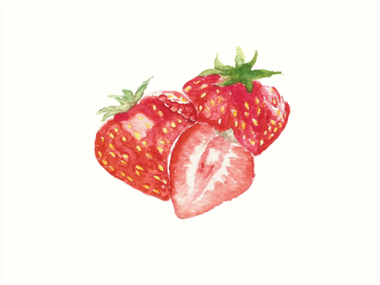549x413 Strawberry Watercolor Painting Art Prints By Raghda S M Redbubble