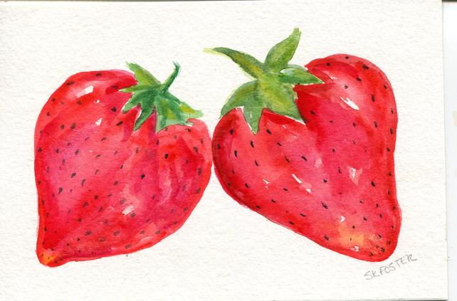 642x423 Strawberries Watercolor Painting Original Art 4 X 6 Original Etsy