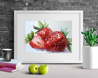 340x270 Strawberry Painting Etsy