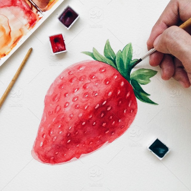 640x640 Strawberry Watercolor Painting Stock Photo C5e961ae 95eb 4a30 A4b3