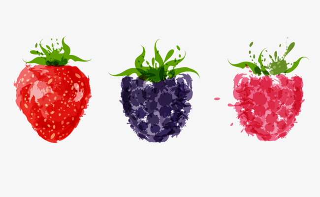 650x400 Cartoon Hand Painted Watercolor Strawberries, Cartoon Strawberries