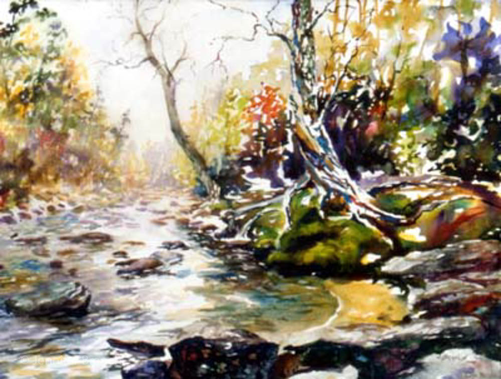 1000x758 Sope Creek Tree, Mountain Stream Watercolor Painting Tutorial