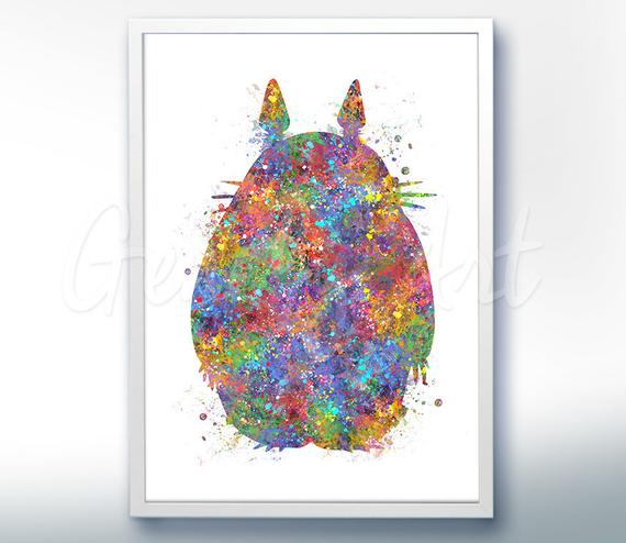 570x494 My Neighbour Totoro Studio Ghibli Watercolor Poster Print Etsy